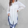Celmia Elegant White Shirt 2022 Summer Women Long Sleeve Blouse Turn Down Collar Tunic Top