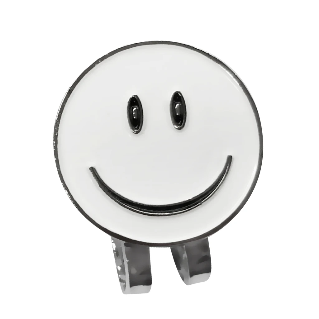 Set of 2 Funny Smile Face Golf Marker and Magnetic Hat Clip Golf Accessories Golf Training Aids