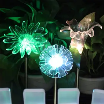 

3PCS Colorful LED Lamp Bead Solar Energy LED Lawn Ground Buried Lantern Lamp Plastic Flower for Home Yard Decoration