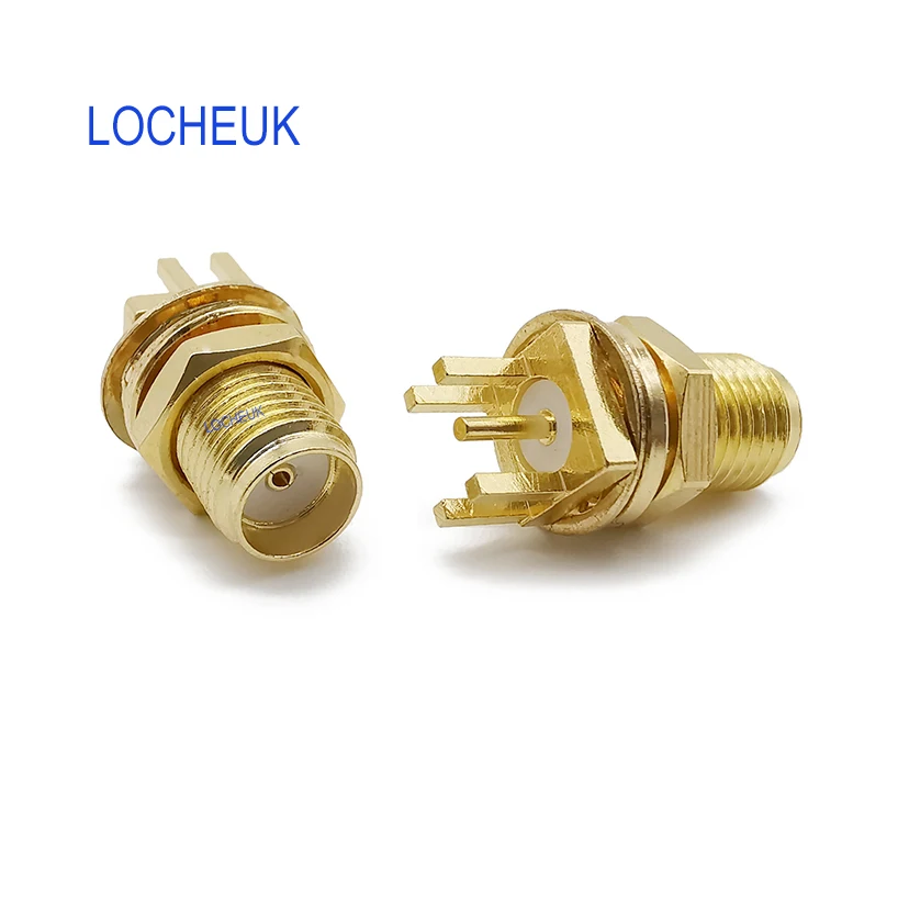 

RF Coax SMA Female Jack to 4 Pin Stand Connector Nut Bulkhead Solder Launch PCB Clips Edge Mount 1.6mm Spacing Gold-plated