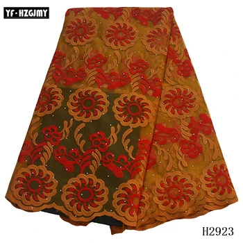 

african cord guipure lace fabric high quality burnt orange tulle lace fabric with stone nigeria french mesh lace party wedding