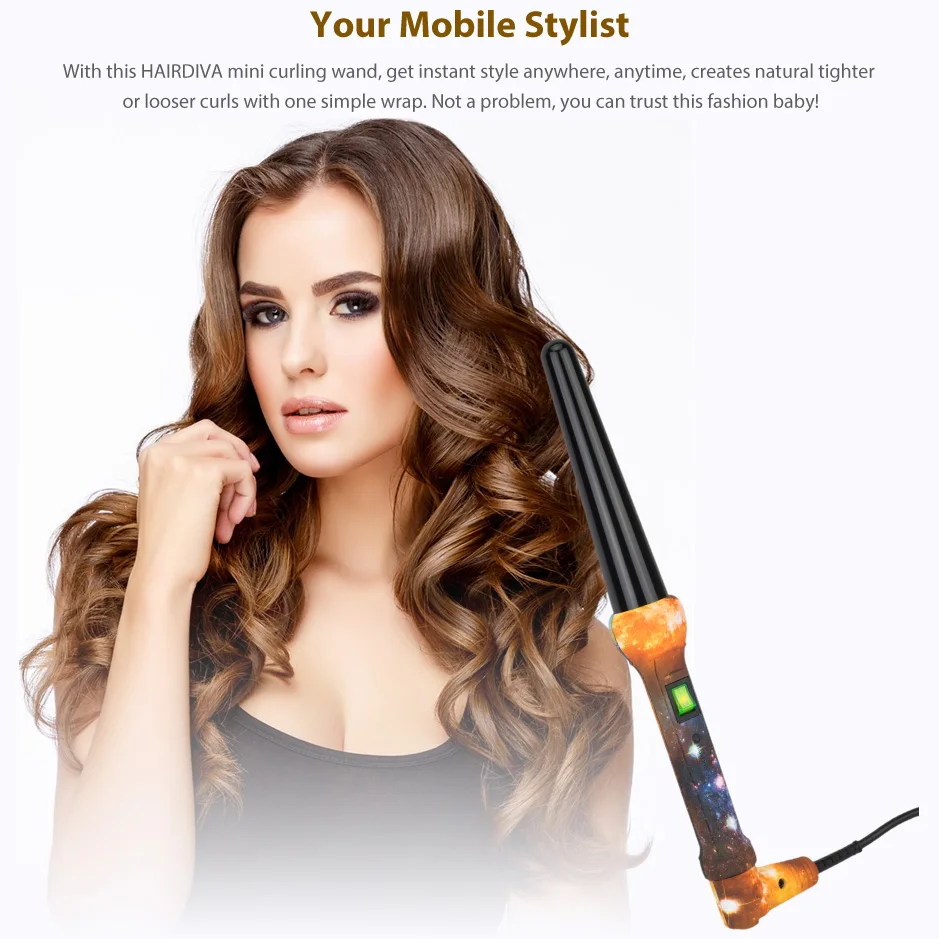 Hairdiva черные бигуди для волос Лучшая цена щипцы для завивки волос путешествия щипцы для завивки и выпрямления волос стайлер для укладки волос роликовый Эпилятор палочка