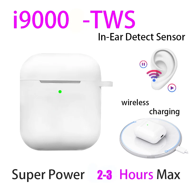i9000 tws 1:1 Smart Sensor 8D Bass Pop Up Wireless Charging Bluetooth Earbuds Earphone 8D Super Bass pk W1 i200 i2000 i5000