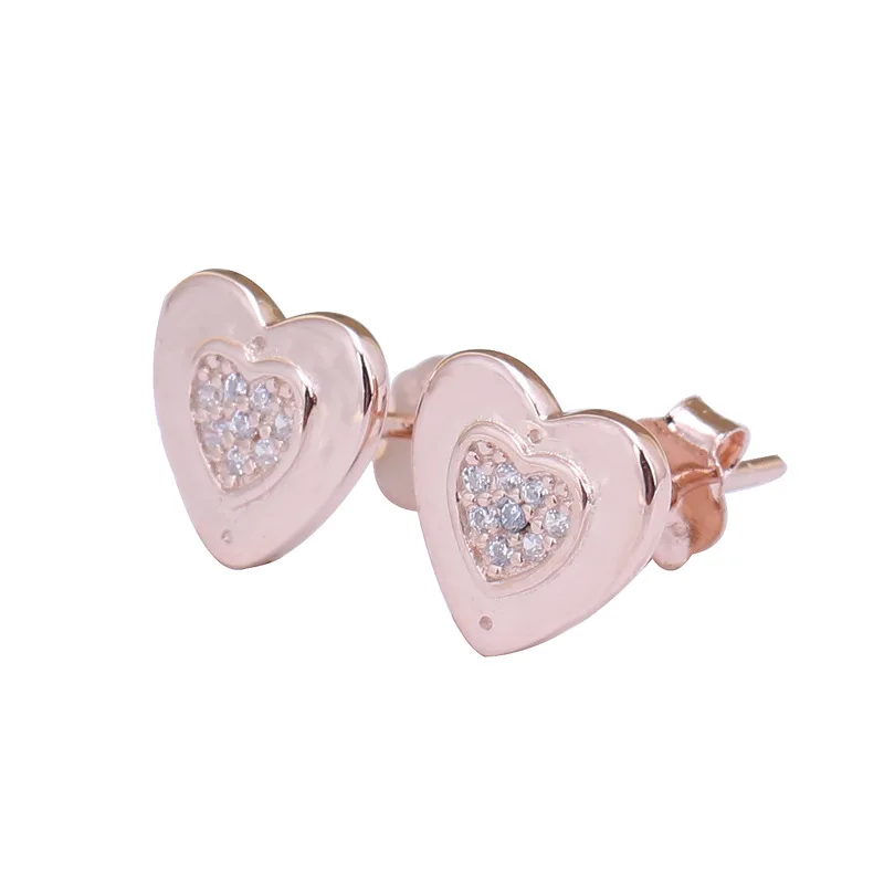 

Original S925 Sterling Silver Pan Earring Heart Shaped Pan Earrings For Women For Women Wedding Gift Fashion Jewelry
