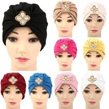 Женские алмазы мусульманская рябь Рак химиотерапия шляпа бини шарф Тюрбан головной убор шапка бини ведро шляпа зимние шапки для женщин шапка