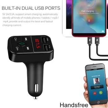 

Handfree Car Charger Bluetooth Dual USB Voltage Display phone Charger adapter Cigarette Lighter power For iPhone Xiaomi Mobile