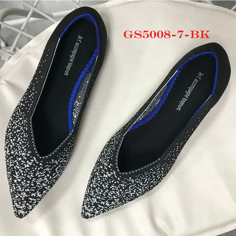 Genshuo/Женская обувь на плоской подошве; Zapatos de Mujer; женские балетки на плоской подошве; слипоны с острым носком; женская повседневная обувь; мягкие лоферы - Цвет: 5008-7 black Flats