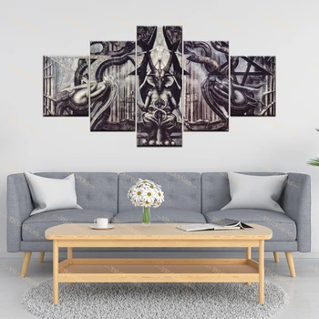 

Necronomicon Canvas Wall Art Poster Print Pictures 5 Panel The Myth of Cthulhu Painting For Living Room Home Decor Frame Artwork