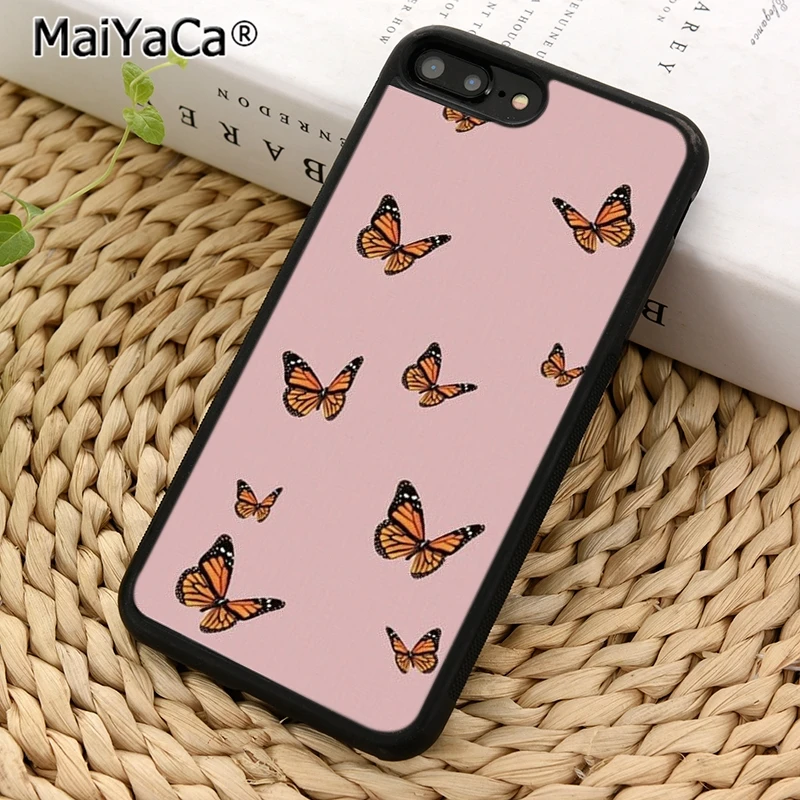 MaiYaCa розовый чехол для телефона с рисунком бабочки Iphone 5 6 s 7 8 X XR XS 11 12 Pro max samsung galaxy S6