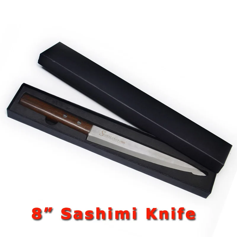 Кухонный нож 440A 8 дюймов, японский профессиональный нож сашими, ножи для суши, лосося, с деревянной ручкой, из нержавеющей стали, Кливер, инструменты для приготовления пищи - Цвет: 8 inch sashimi