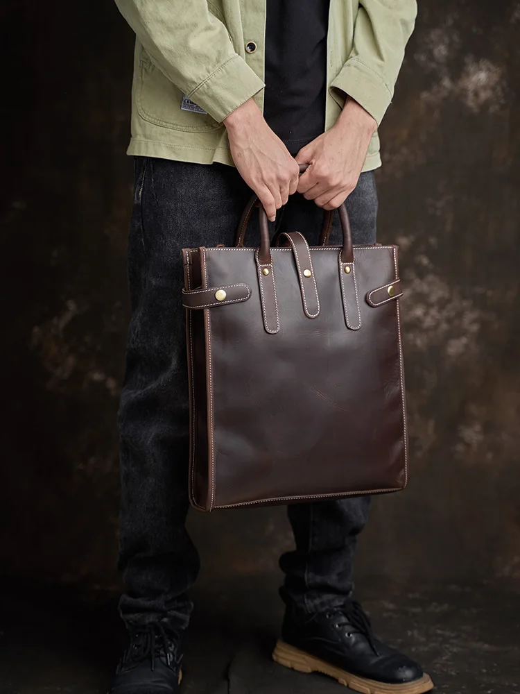 NUPUGOO-maletín Vintage para hombre, bolso informal de cuero genuino, bolso de mano de negocios, bolsos de hombro para trabajador de oficina para 13_voghion.com