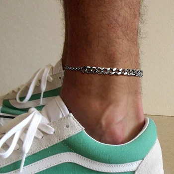 

STREET STYLE FOR GENTS ANKLET STEEL BEADED AND CUBA CHAIN ANKLET BRACELET FOR MENS JEWELRY