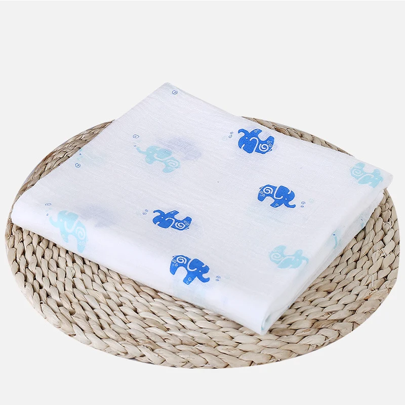 Муслиновое одеяло, хлопок, детские пеленки для новорожденных, мультяшное Узорчатое одеяло для ванной, марля, для малышей, Детская накидка, спальный мешок, чехол для коляски - Цвет: Elephant