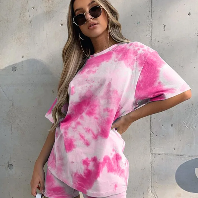 Two Piece Tie Dye Biker Shorts Set 