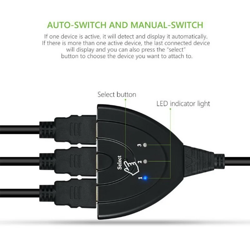 HDMI сплиттер 3 порта мини-коммутатор сплиттер Поддержка Ultra HD 1080P для dvd-плеера HDTV Xbox 3 в 1 выход порт концентратор HDMI переключатель