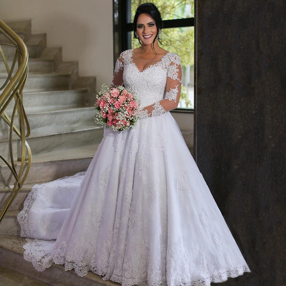 Vestido de Noiva Boho Свадебные платья с длинными рукавами винтажные кружевные свадебные платья трапециевидной формы Новое поступление платье невесты Robe De Mariee