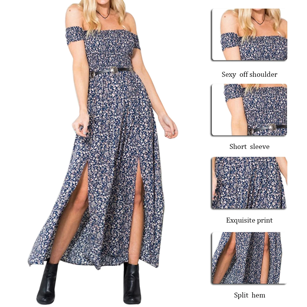 2020 Women Summer Dress Women Casual Bohemian Short Sleeve Square Neck Wrap Boho Maxi Dress Female Vestidos Plus Size Robe