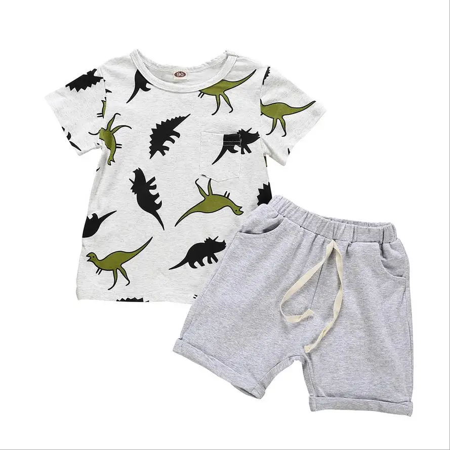 0 4Yrs Summer Baby Boys Dinosaur Clothes Set Cotton Boys Tops T Shirts