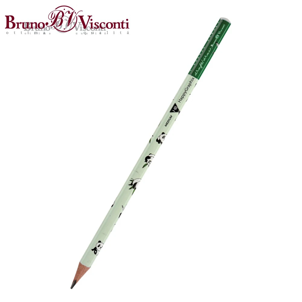 Black lead pencil &quotHappy Graphix&quot PANDA HB 21-0030 / 30 BRUNO VISCONTI Wooden Lead Pencils stationery for school Drawing Graphite For schools