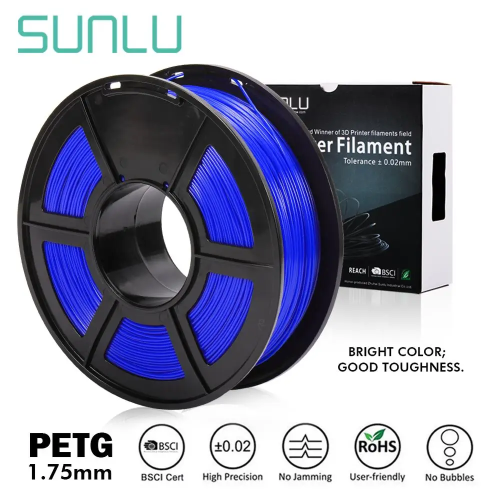 

SUNLU 1.75MM PETG BLUE 3D Printer filament 1.75mm 1KG(2.2lb) Dimensional Accuracy +/- 0.02 mm