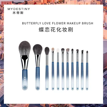 

11pcs Luxury Makeup Brush Set With bag animal Mix Hair fluffy Soft Wood Handle Foundation Eyeshadow Beauty Makeup Brush Set kit