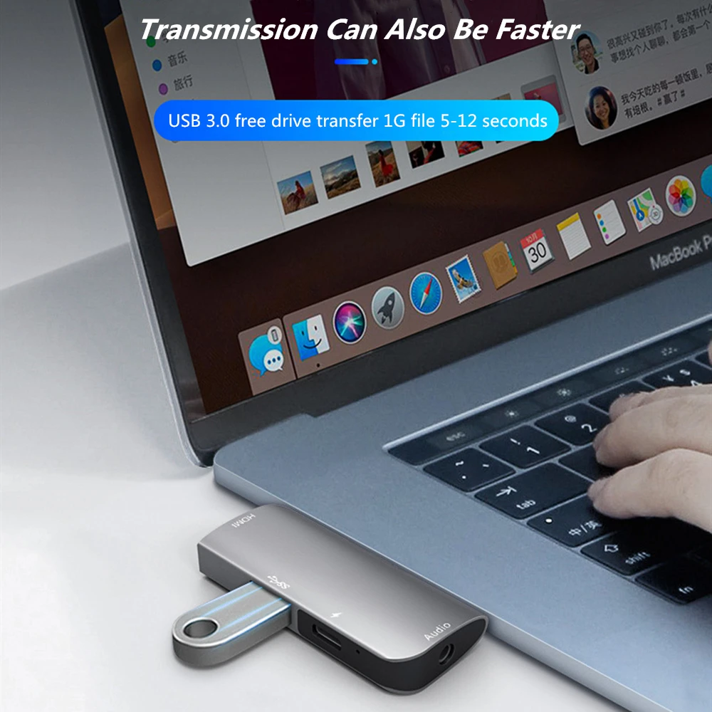 ОВБР Type C USB Hub 4 в 1USB до 4K HDMI 3 5 мм Jack Aux 0 адаптер для iPad Pro/MacBook Pro Huawei Тип c