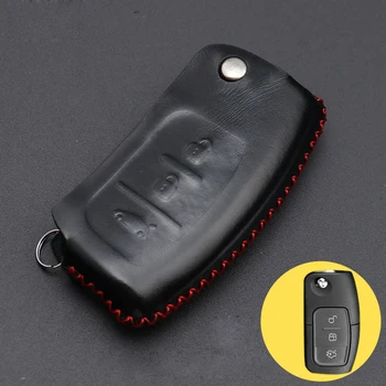 

Leather Key Cover for Ford Fiesta Focus 2 Kuga 2 S-MAX Ecosport Escape mondeo 4 Flip Folding Key Case Car Key Cover Accessories