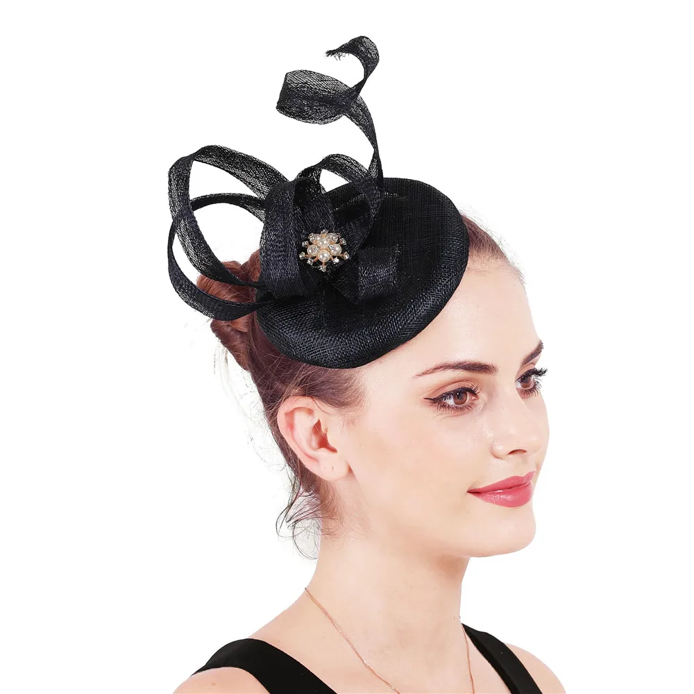 Винтажные элегантные шапки millinery шляпка для церкви вуалетки женские имитирующие жемчужные украшения Головные уборы Свадебные замужние шапки SYF700