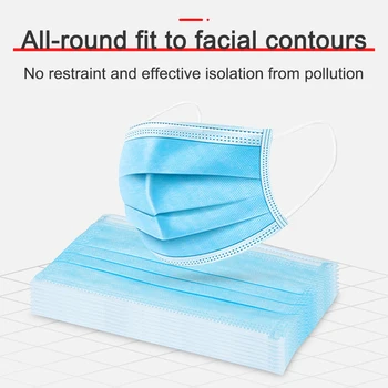 

100/50pcs 3 Layer Mask Face Mouth Masks Meltblown Cloth Maska Non Wove Hot Sale Disposable Anti Dust Earloops Mask Fast Delivery