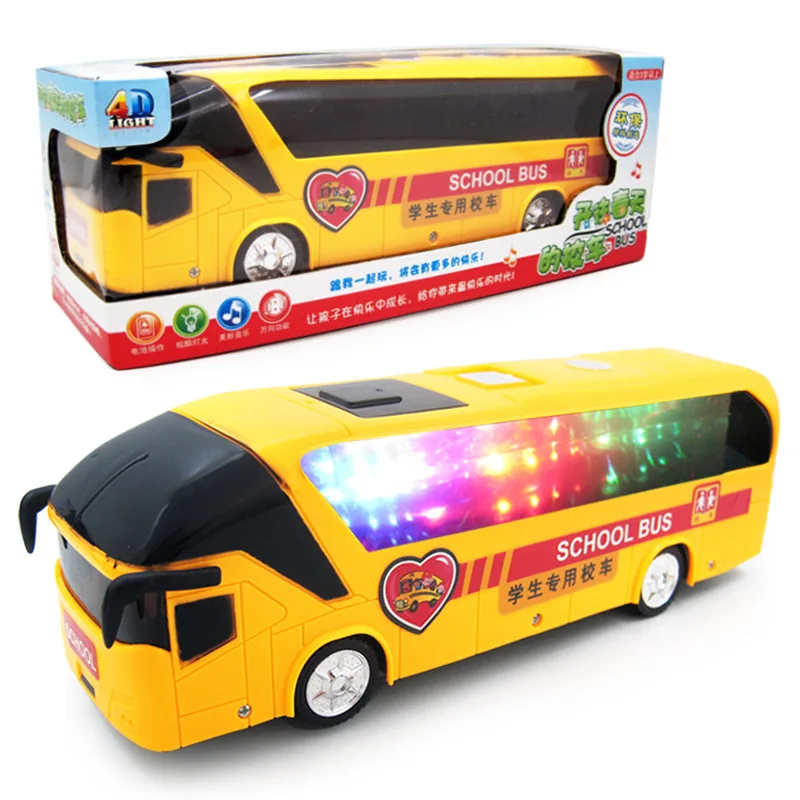 

Hot Selling Children Model Toy Shining Universal Music 4D Bus Educational Toy Electric School Bus Wholesale