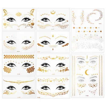 

Niceauty 10 Sheets Face Temporary Tattoos Arm Shoulder Long Lasting Bronzing Tattoo Stickers Full Body Art Stickers for Women Me