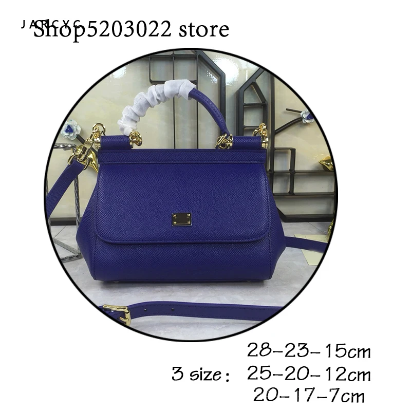 

Pure leather handbag 2019 new leather shoulder Messenger bag female fashion wild texture first layer leather portable blue bag