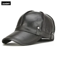 JAMONT, для взрослых, натуральная кожа, шапка, мужская, теплая, натуральная кожа, бейсболка, мужская, зимняя, уличная, защита ушей, Кожаная шапка