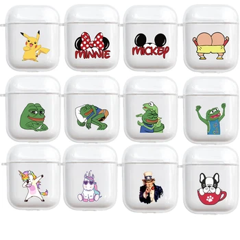 

Cartoon TWS Earphone Box Protective Case for Apple Airpods 1 2 inPods 12 Pepe Frog Dog Mickey I want you Crayon Shincha TPU Case