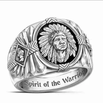 

2019 Trendy Ins Creative Vintage Indian Spiritual Totem Hip Hop Punk Rock Silvery Ring for Men Women Luxury Rings Male Jewelry