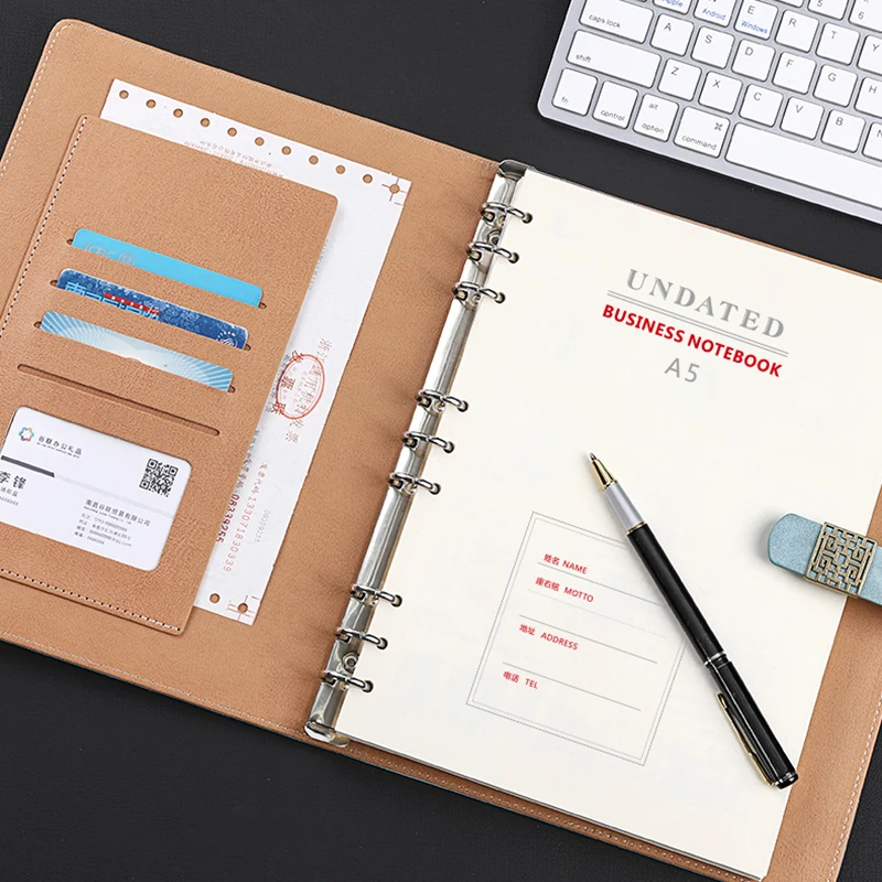 

1pc Retro Business Loose-Leaf Notebook Diary Agenda Planner Ring Binder Book A5 B5 Office Accessories