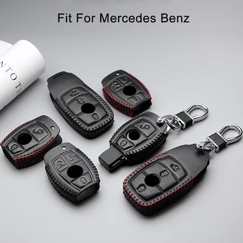 

Genuine Leather Handmade Car Key Cover Case Shell Bag Key Ring For Mercedes Benz 2017 E Class W213 2018 S class Accessories