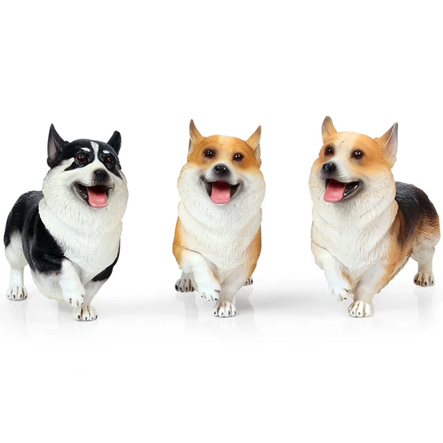 Lifelike Corgi Dog Animal Model PVC Solid Figurine Desktop Ornament Kids Toy boys girls Gif 2