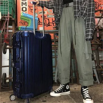 

Women Fashion Army Cargo Pants Unisex Sashes Trousers BF Harajuku Joggers Hight waist overalls loose casual Pants Females