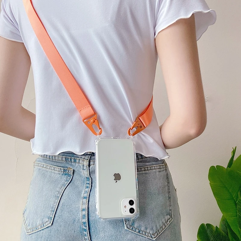 Clear Crossbody Phone Case with Lanyard Strap and Transparent Back Cover