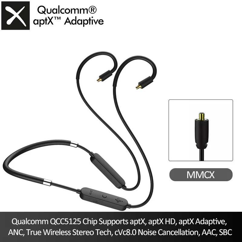 QCC5125 Bluetooth 5.0 Neckband Sports MMCX Earphone Cable aptX Adaptive/AAC Codecs Adapter IPX5 HD PK Shanling MW200 AKM | Электроника