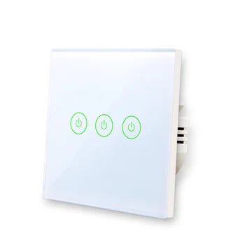 

WiFi Smart Touch Light Switch No Neutral Fire Wire Tuya 86 Glass Wall Panel Switch EU 1/2/3 Gang Work with Google Home Alexa