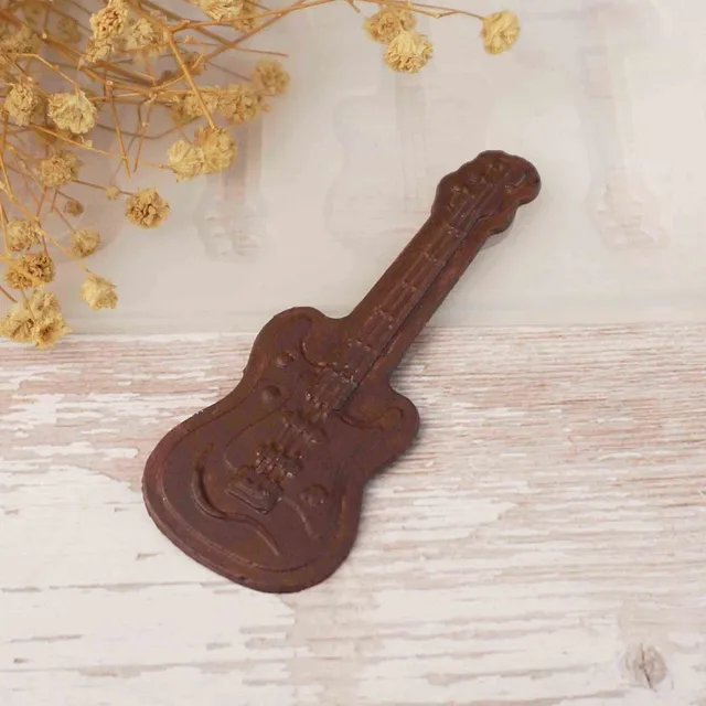 10 Cavity Silicone Chocolate Molds ukulele Bass Guitar Shaped Baking M –  Kalena