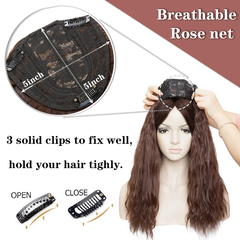 Hair Extensions HAIRRO 20'' Water Wave Clip In Hair Pieces Black Brown Long Corn Wave Synthetic Hair Pieces for Women