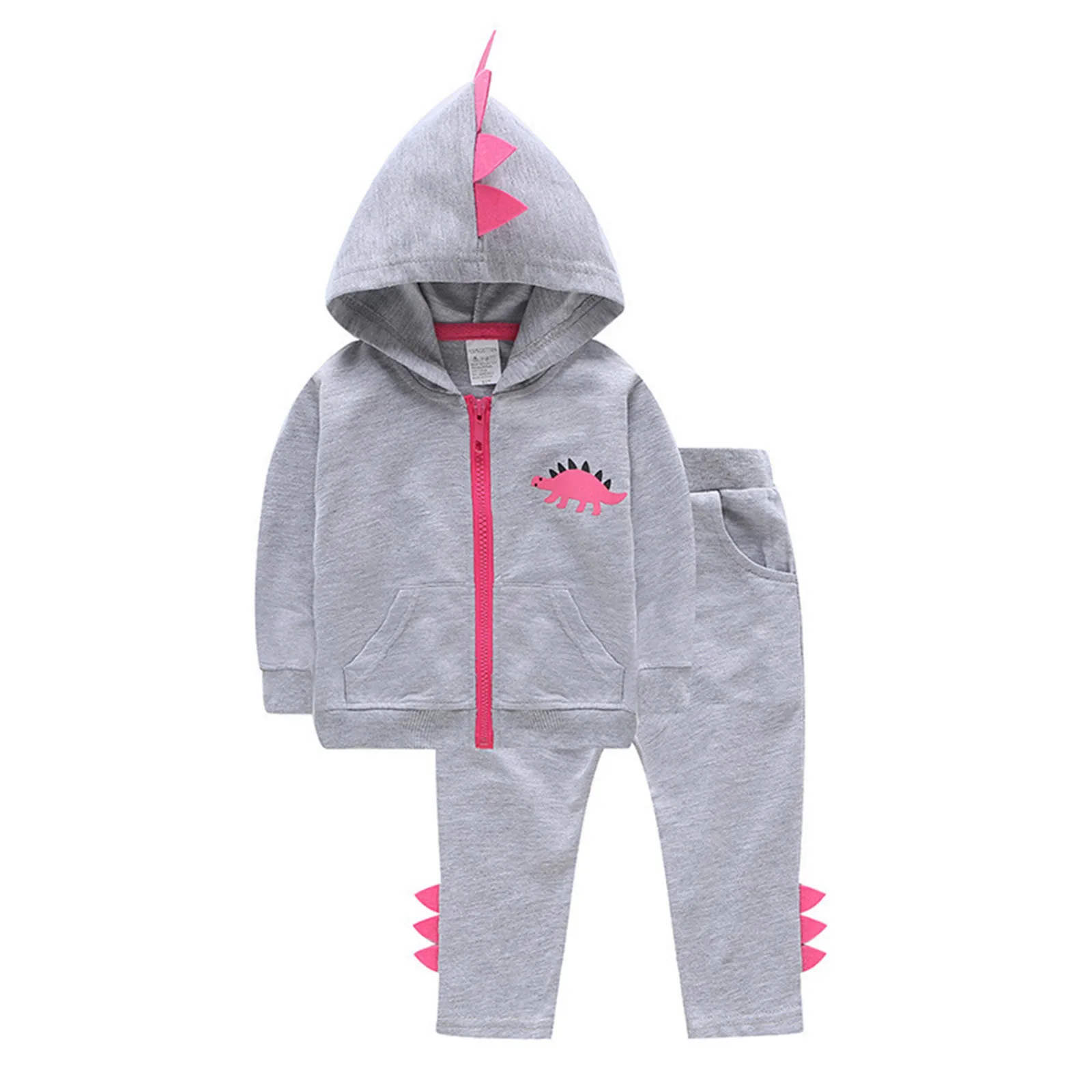 

Infant Baby Girls Long Sleeve Dinosaur Cartoon Hooded Tops+Pants Set Clothe pijama niÃ±a Girls' sports suit Long sleeve warm M5