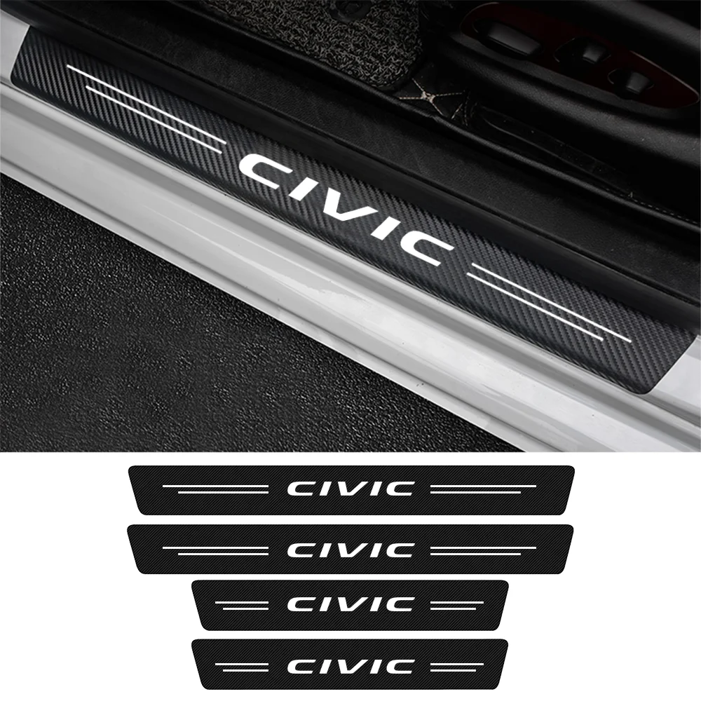 Car Door Threshold Sill Sticker For Honda Civic 7th 8th 9th 10th Gen EK EK3 EK9 EP EP3 FN2 FD2 FD6 FC5 FK2 FK7 FK8 X Accessories |
