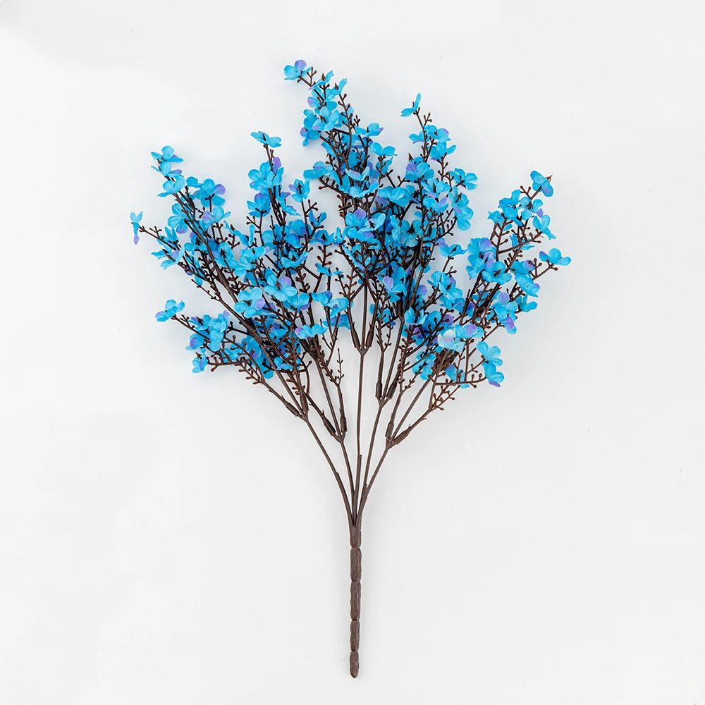 blue Шелк Гипсофила искусственная цветы для украшения дома пластиковые Стволовые Свадебный букет невесты Mariage Вишневый цветок Поддельные DIY - Цвет: blue