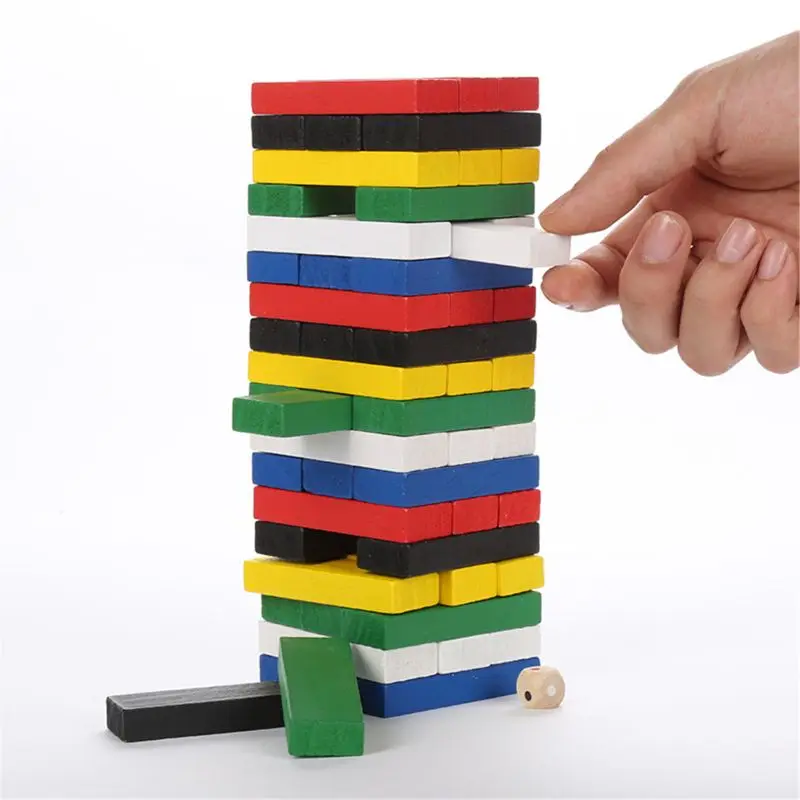 

Wooden Stacking Board Games Building Blocks for Kids - 54 Pcs R7RB