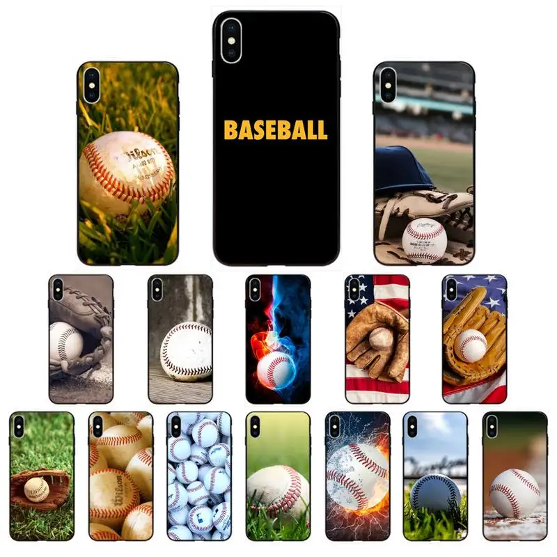 Yinuoda I Love Baseball Sport Soft Silicone Black Phone Case for iPhone 11 pro XS MAX 8 7 6 6S Plus X 5 5S SE XR SE2020 | Мобильные