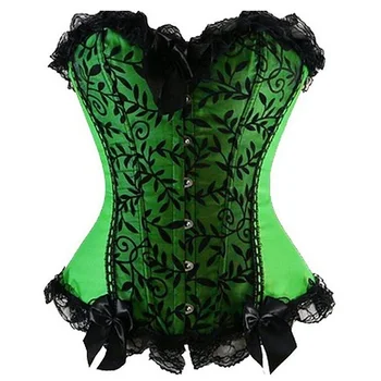 

Womens Plus Size Floral Purple Lace Up Trim Corset Satin Overbust Waist Trainer Cincher Overlay Corsets And Bustier Top Gothic